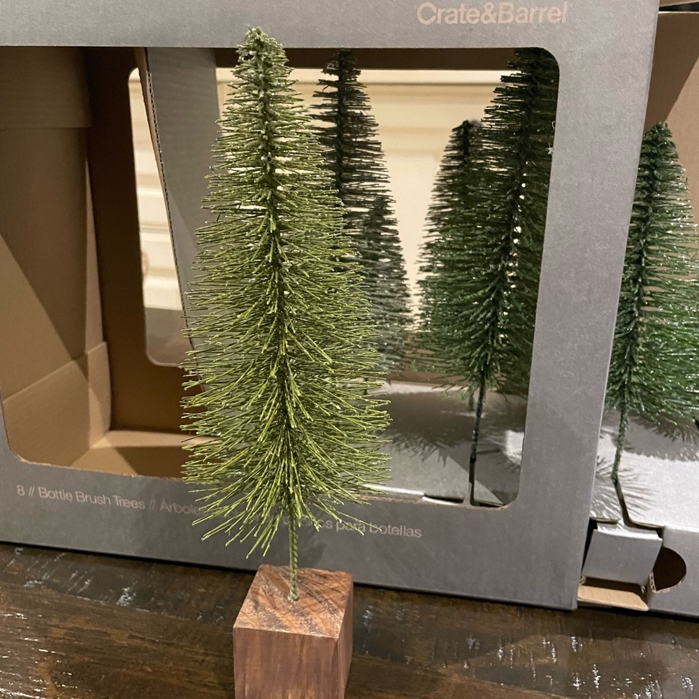 Crate&Barrel Festive Green Bottle Brush Trees - Picture 4 of 6